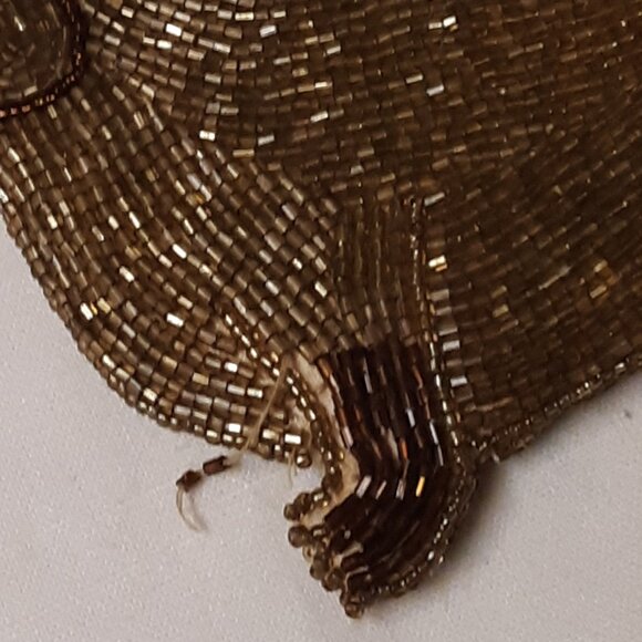 Vintage Gold Light Brown Hand Beaded Dachshund Dog Coin Purse Wallet Rare Unused - Picture 5 of 13